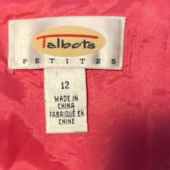 Talbots Women's 12P Preppy V Neck Knee Length Pink Shift Dress Embroidered Linen - Picture 7 of 8